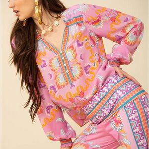 Hale Bob Leilani Silk Top Silk NWOT